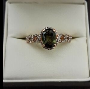 Chrome Tourmaline & White Ziron Halo Enfinity Style Ring.